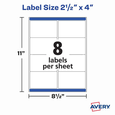 Avery Printable Blank Shipping Labels, 2.5